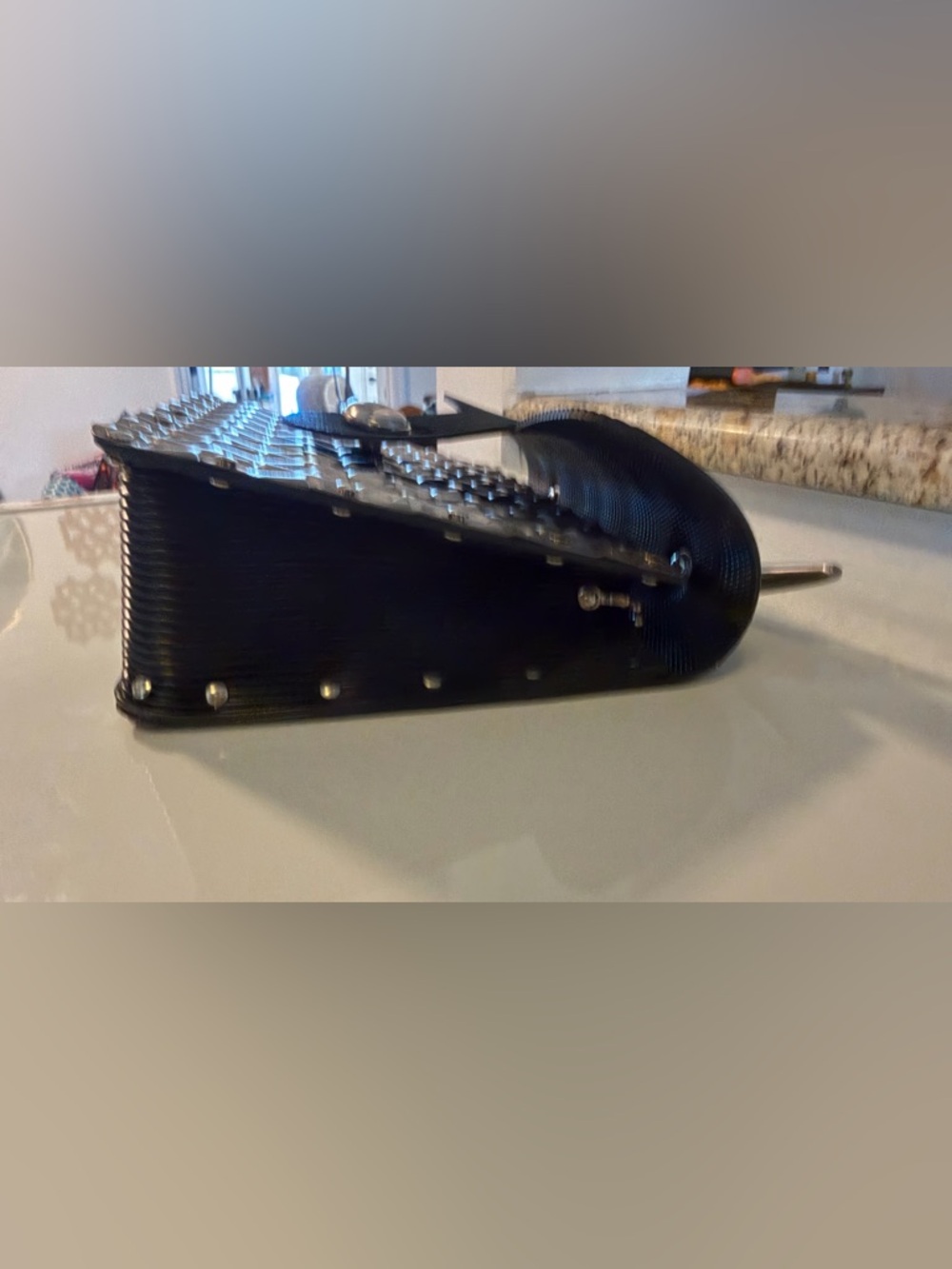 VTG Y2K Metallic Silver and Black Rubber Structured Crossbody Bag -Gloria Gerber - Picture 4 of 11